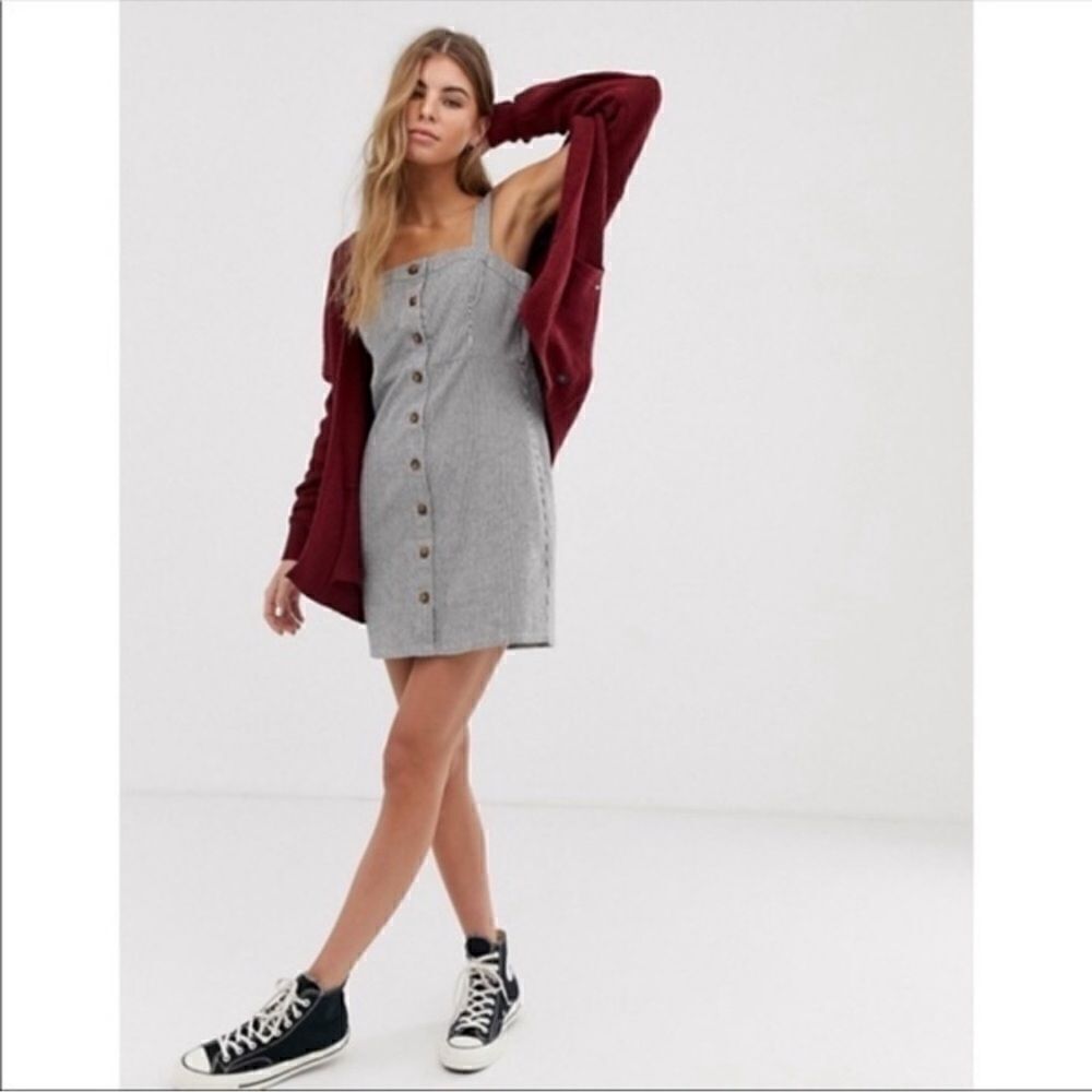 Hollister Pinstripe Button Down Striped Mini Dress Size Small - Picture 2 of 15